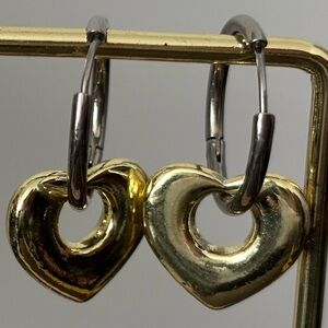 Gold Heart Hoop Earrings